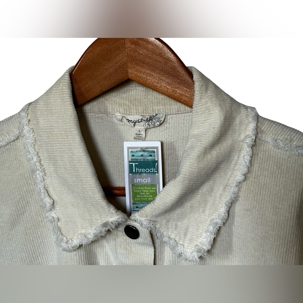 Plaid Shacket Corduroy Sleeve Jacket Cream Pink Women’s Size Small. - Picture 5 of 10
